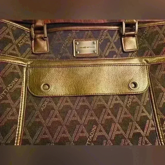 Adrienne Vittadini Large Laptop Travel Tote Fabric with Leather Trim EUC - Picture 7 of 16
